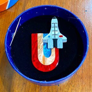Erstwilder Mission to the Moon Space Shuttle Rocket Brooch BNIB
